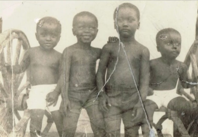 Sepia toned photo with water damage