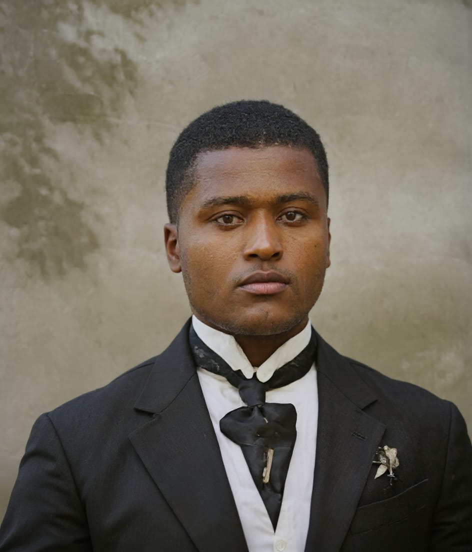 Restored group photo, cracks fixed